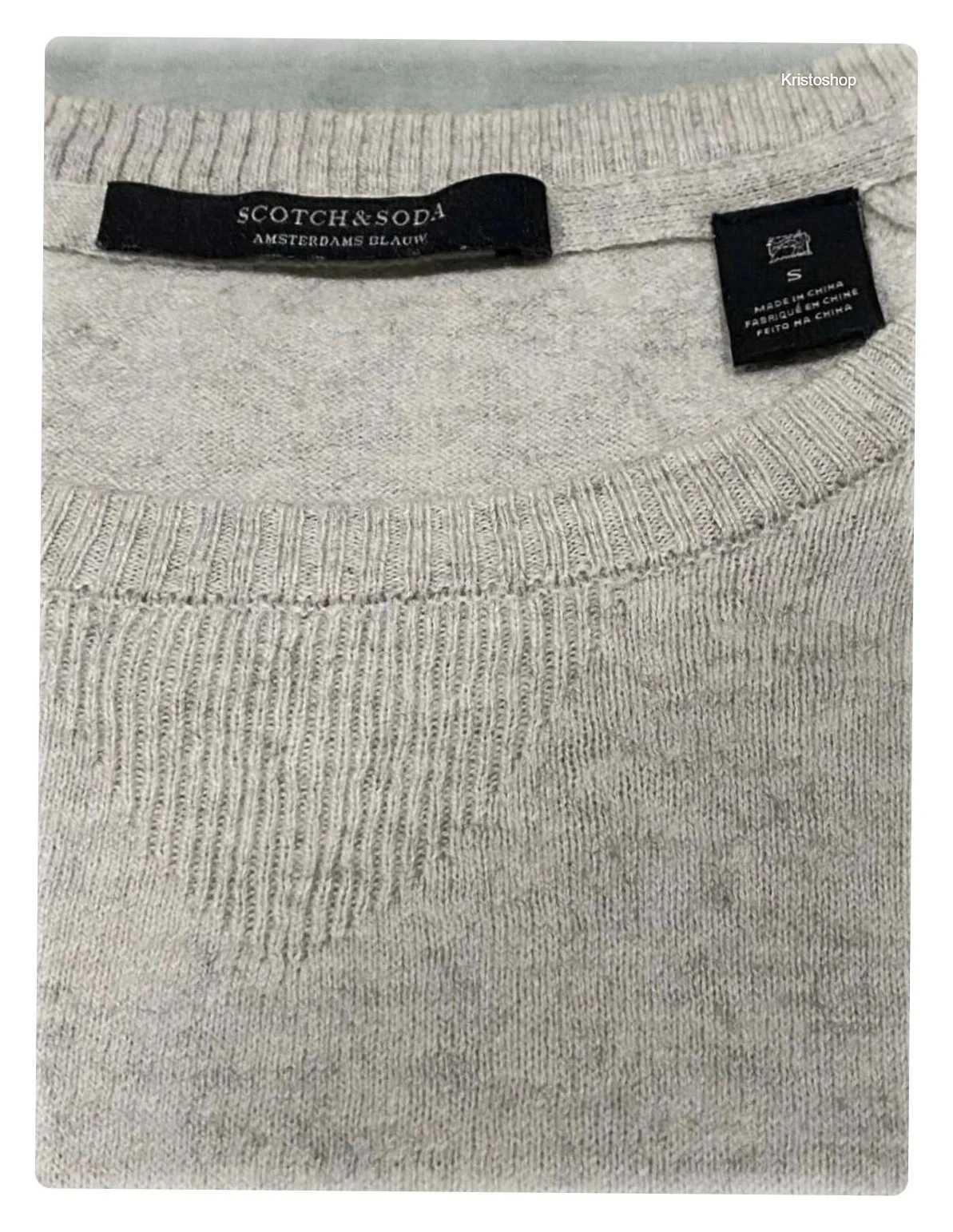Suéter fino de lã cinza Scotch & Soda mangas longas Tamanho S Lucky – photo 12